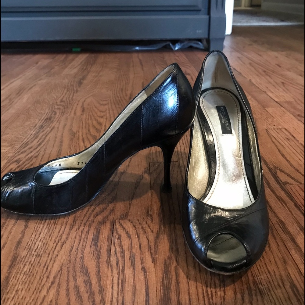 Dolce and Gabbana leather peep toe heels